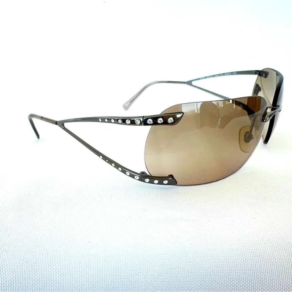 VERSACE MOD N86 1001/13 15931 Diamante Brown Curved Lenses Unisex Sunglasses - Picture 4 of 15